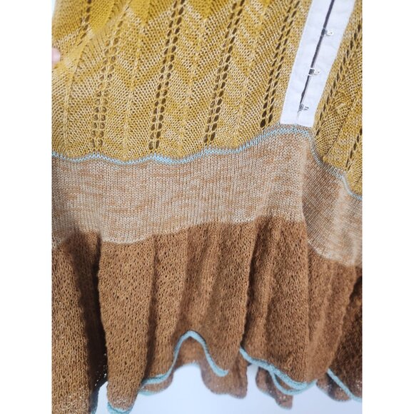 Free People Women's Sz. XS Peplum Polo Crochet Sleeveless Sweater - Picture 4 of 9